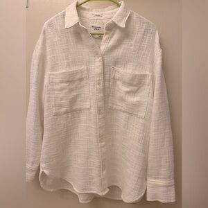 Oversized Abercrombie off white button down shirt.